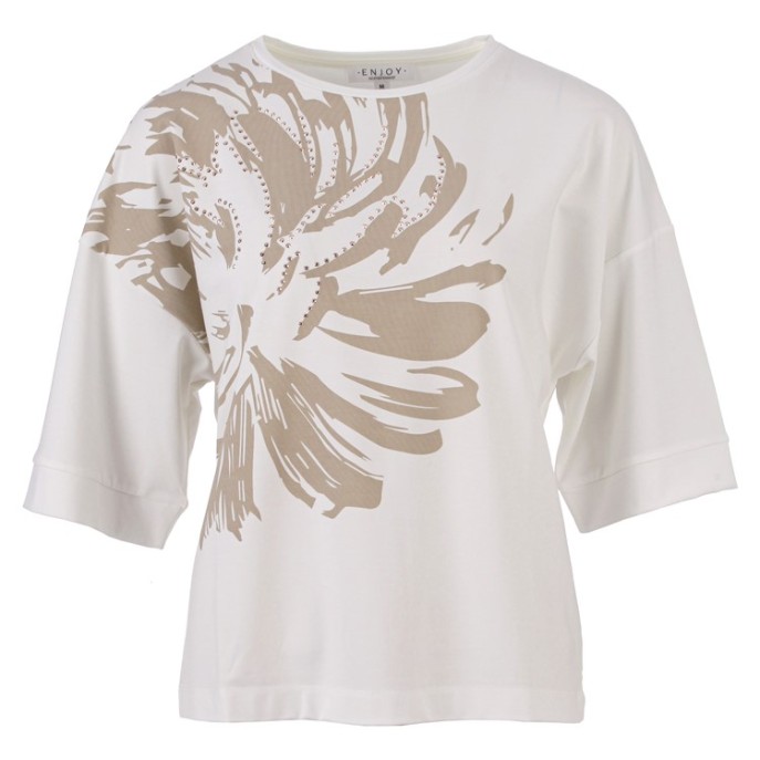 Z Enjoy Top halve mouw print Ecru zand